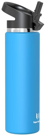Super Sparrow Trinkflasche Edelstahl 1000ml - Breite Öffnung SwivelSip Thermosflasche - BPA-Frei Thermoskanne, Ergonomisch Trinkflaschen Strohhalm für Sport, Travel, Schule, Outdoor