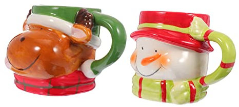 Amosfun 4 Stück Weihnachtsbecher Weihnachts-Trinkbecher Becher mit heißer Schokolade trinken kaffeetasse weihnachten weihnachts kaffeebecher Tasse Weihnachtswasserbecher Keramik