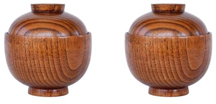 ABOOFAN 2 Piezas Cuenco De Cocina De Madera Tazones De Arroz Japones Plato De Comida Con Tapa Tazón De Arroz Conveniente Cuenco De Arroz De Madera Cuenco Japones Tazón De Sopa Light Brown