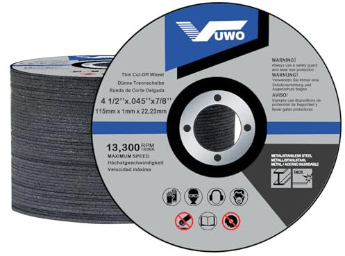 vuwo Cutting Wheel - 50 Pack Metal Cut Off Wheels 115 x 1.0 x 22.23cm Thin Cutting Discs for Angle Grinder with Aggressive Cutting for Metal and Stainless Steel