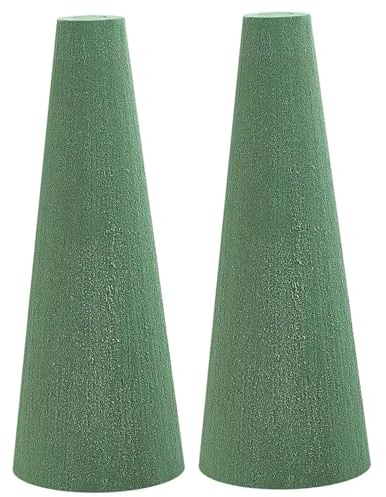 Floral Foam Tree Cones,2Pcs Dry Wet Floral Foam Blocks,Wet Green Florist Floral Block Flowers Arrangement Supplies for Craft Project and Christmas Party/4x13