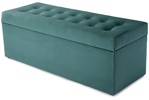 MG Design Polsterhocker 45 x 120 cm Petrol mit großem Stauraum (ca. 140 L), bis 300 kg belastbar, weich mit dezentem Schimmer, pflegeleicht – Wohnbereich, Schlafraum & Flur