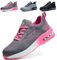 WUAYAMI Scarpe Antinfortunistiche Uomo Donna Leggere Scarpe da Lavoro con Punta in Acciaio Leggere Traspiranti Scarpe Sicurezza Comode, Rosa, 37 EU