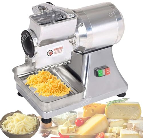 QYLTTDM Rallador De Queso Eléctrico, Triturador De Queso De Acero Inoxidable De 550 W, Alto Rendimiento De 40 Kg/H, Mango De Protección del Interruptor De Seguridad, Seguridad para La Salud