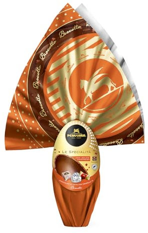 PERUGINA Uovo di Pasqua 2025 Cioccolato al Latte e granella di Biscotto con 3 Cioccolatini 245g