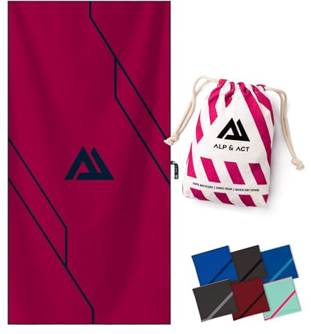 ALP & ACT Mikrofaser Handtuch für Fitness & Sport - 100% Recycelt - EXTRA KOMPAKT & saugfähig - Sporthandtuch für Gym, Yoga, als Saunahandtuch - Microfaser Handtücher & Fitnesshandtuch - pink, 140x70