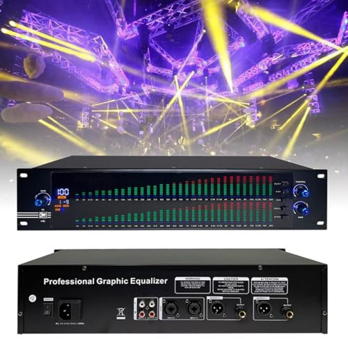 HXLDZOU Graphic Equalizer, 31-Band Dual Channels Stereo Audio Effect Controller, DJ Digital Mixer Processor, for Professional and Beginners