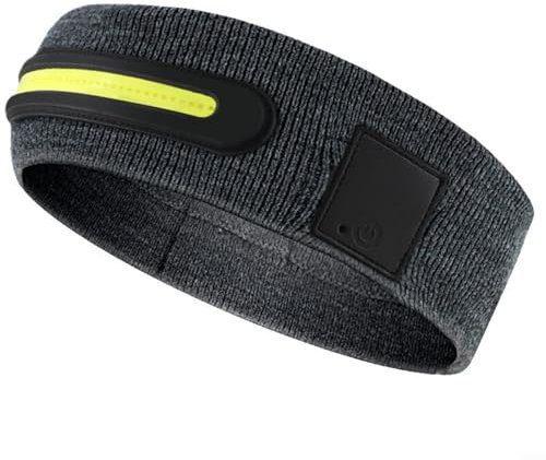 URPIZY Stirnlampe Mütze Laufmütze mit LED Licht 3 Modi Schweißabsorbierend Atmungsaktiv für Joggen(Schwarz)