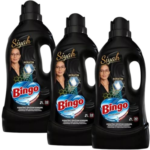 Bingo Schwarzes Flüssigwaschmittel mit Farbschutz – 3 x 2 L – Für dunkle Kleidung