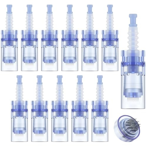 LOPHE 36 Pin Ersatz Nadeln Patrone,12 Stück Universalmodell Microneedling Nadelpatronen, Microneedling Pen Nadelpatronen für Auto Micro Nadelroller Einstellbar Needling Pen (Blau Bajonetttyp)