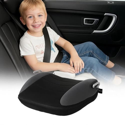 SitzerhöhungAuto K-inder, AufblasbareKindersitzAuto, RückenfreieAutositzkissen, TragbarerKindersitzerhöhung, Autositz für K-inder Bequem Reisefreundlich 49 x 37 x 2 cm (Schwarz Plus)