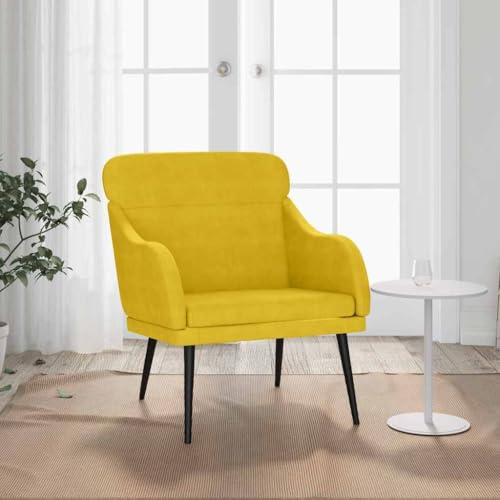 Ziaphsol Sessel Gelb 63x76x80 cm, Samtbezug, Metallgestell, bequemer Loungesessel für Wohnzimmer, Schlafzimmer, gemütliches Lesen