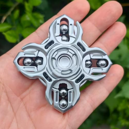 T-Conceal EDC Fidget Slider, Stimmgabel-Fingerspitzenkreisel, Stressabbau-Spielzeug für Erwachsene, fördert Konzentration und Entspannung, Lange Drehzeit, magnetisches Metallspielzeug (Silber)