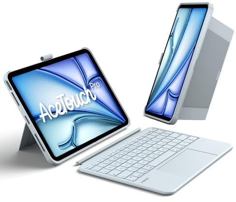 Inateck AceTouch Keyboard Case for iPad Air 11 inch M4 2026/M3/M2, iPad Air 5/4 10.9 inch, Detachable Keyboard with Multi-Touch Trackpad for iPad Pro 11 4/3/2/1Gen, with Pencil Holder, Blue