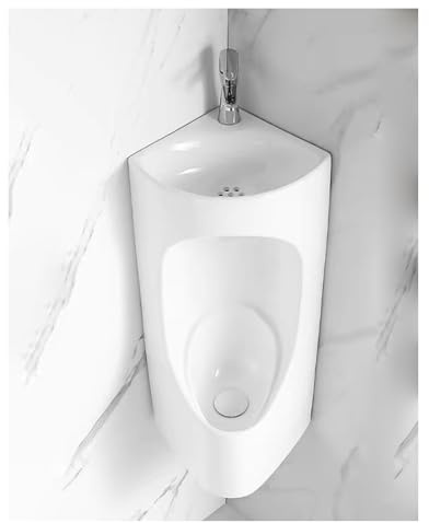 Urinale für Männer Weißes Keramik-Urinal Für Herren, Eck-Urinal Zur Wandmontage Mit Waschbecken, Spültoilette Für Herren Für Sanitärräume/Baustellen/Fabriken