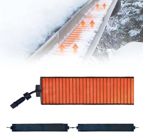 Alfombrillas de calefacción para canalones para derretir la nieve, alfombrillas flexibles para descongelar el techo para evitar presas de hielo y obstrucciones de tuberías, eliminar la pala