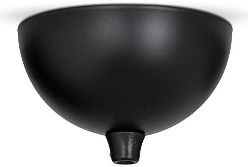 Deckenbaldachin Schwarz, Lampen Baldachin Metall Halbrund, inkl. Klemmnippel für Befestigung am Kabel (Keine Bohrlöcher erforderlich)