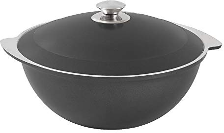 rukauf Kazan Kasan Cocotte en fonte d'aluminium 7 l Revêtement extérieur décoratif Noir