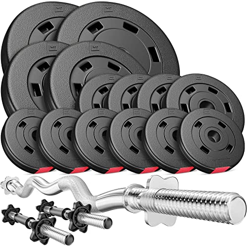 Hop-Sport Hantelset 56 kg, 1x SZ Stange, 2x Kurzhanteln, Hantelscheiben 2x10kg/2x5kg/4x2,5kg/6x1,25kg