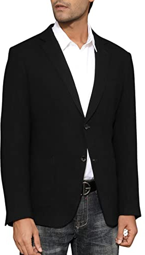 PJ PAUL JONES Giacca da uomo casual, slim fit, in lino, leggera, con 2 bottoni, Sporty Slim Fit Leisure Blazer, Nero , XL
