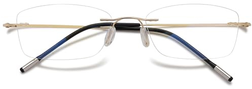 VEVESMUNDO Randlos Titan Lesebrille Anti Blaulicht Ultraleicht Metall Blaulichtfilter Sehhilfe Lesehilfe Brillen Ohne Rahmen für Herren Damen (1 Stück Grau, 0.0)