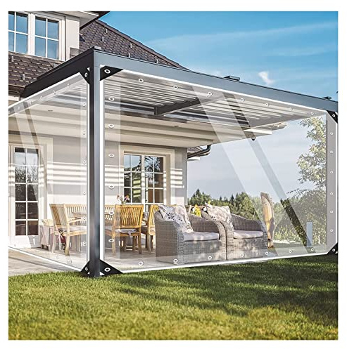 WZYJLyds Cortina Impermeable Transparente Paneles Laterales de Pérgola Cortina de Puerta PVC 0,5 mm Lona Resistente, para Mirador, Exterior, Jardín