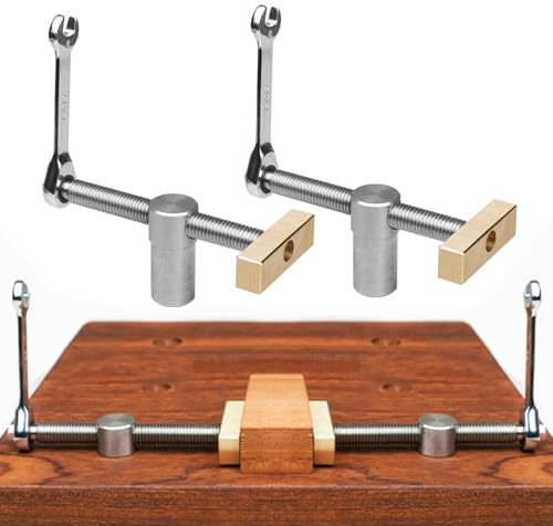 2Pcs Table Workbench Fast Fixed Clip Clamps, Desktop Clip Fast Fixed Clip Clamp Brass Fixture Vise, Woodworking Adjustable Desktop Clips DIY Positioning Bench (20mm)