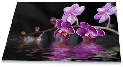 Herdabdeckplatte Abdeckung Ceranfeld Abdeckplatte Schneidebrett 1-Teilig 80x52 Orchidee Lila Spritzschutz Glasplatte Ceranfeldabdeckung Schutz Kochplatten Herdschutz Sicherheitsglas Glasschneidebrett