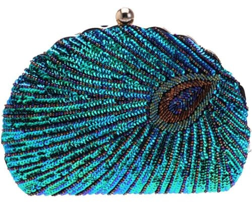 Pailletten Pfauen Bag Perlen Sticked Bag Retro Stickerei Abendtasche Perlen Clutches Frauenparty Elegante Geldbörse
