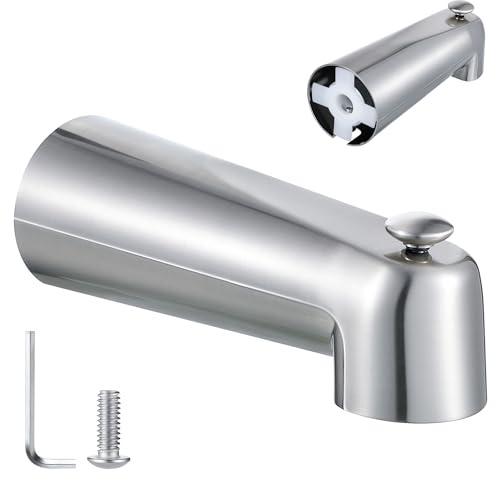 Enhon 7 Inch Slip on Tub Spout with Diverter, Compatible with Moen 3839/Moen 3853, Bathtub Diverter Spout Fits 1/2 Copper Water Tube(5/8 Diameter), 5/32 Hex Wrench(Brushed Nickel,Classic)