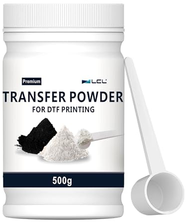 LCL DTF Powder 500g/17.6oz Black Digital Transfer Hot Melt Adhesive DTF PreTreat Transfer Powder for Black or Dark Colored Garments for All DTF and DTG Printers on All Fabric Compatible