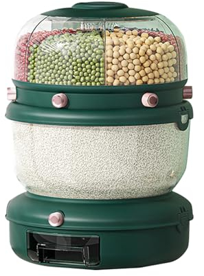 Generic Distributeur de céréales de grande capacité de 9,1 kg, rotatif à 360°, distributeur de riz et de céréales, distributeur de nourriture sèche à 7 compartiments pour haricots, pâtes,