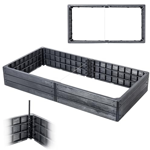 KADAX Jardin, plate-bande surélevée pour la culture de légumes, de fleurs et d'herbes, parterre de fleurs et d'herbes, cadre en plastique rectangulaire anthracite