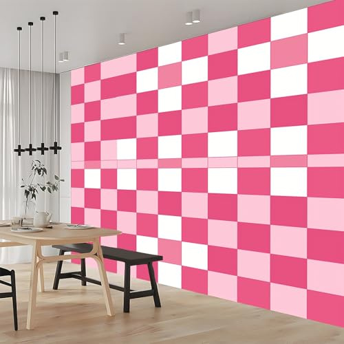 Fototapete Geometrisch Kariertes Rosa 250x175 cm Tapete Wandtapete Wanddeko Design Mustertapete Wand Dekoration Wohnzimmer Schlafzimmer Büro Flur