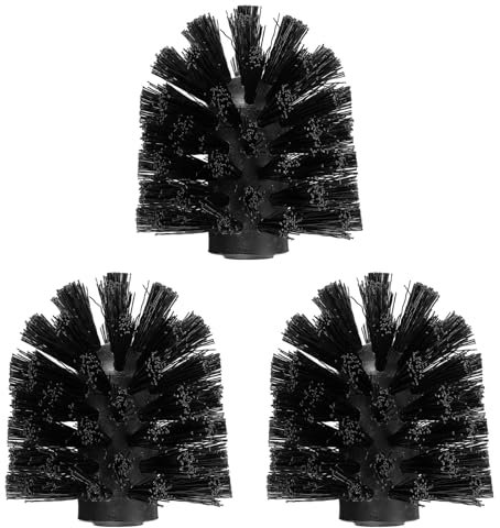 QUARKZMAN 3pz Testine di Ricambio per Spazzola WC 12mm, Spazzola WC a Forma di Palla Rotonda Pulizia delle Teste delle Spazzole Nero