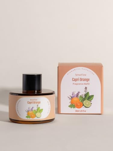 SenseFlow Aceite Esencial para Difusor 30ml, Aceites Aromáticos 100% Puros, Aceite de Aromaterapia de Primera Calidad, Fragancias para el Aire, Relajación - Capri Naranja