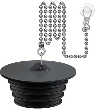 Seatery Bathtub Stopper, Silicone Tub Drain Stopper/Plug/Cover with 27.5 Stainless Steel Beaded Chain, Shower Bath Drain Water Stopper