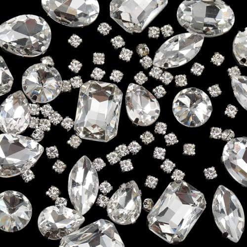 SOFPLATE 1 låda 156 st glas sy på strass blandade former sy kristall ädelstenar klar sömnad strass utsmyckning platt baksida med klojustering för smyckestillverkning skor klänning plagg