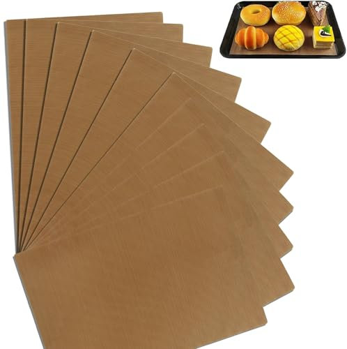 10 Pieces Baking Paper Sheets Washable Teflon Oven Liners,30x40cm Heat-Resistant Silicone Baking Mat,Reusable Baking Mats Non Stick for Baking Tray Liner for Bread, Biscuits, Meat