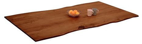 SAM Tischplatte 200 x 100 cm | Akazienholz massiv | Nussbaumfarben | Echte Baumkante | Pflegeleichtes Unikat für DIY-Ideen | geeignet für Esstische, Arbeitsflächen & Bartische