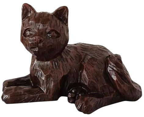 Katze Statue für Gartendekoration, Kätzchenstatue, 14 x 9 x 9 cm, Tierskulptur aus Harz, charmante Frühlingsdekoration für , Tisch und Tablett