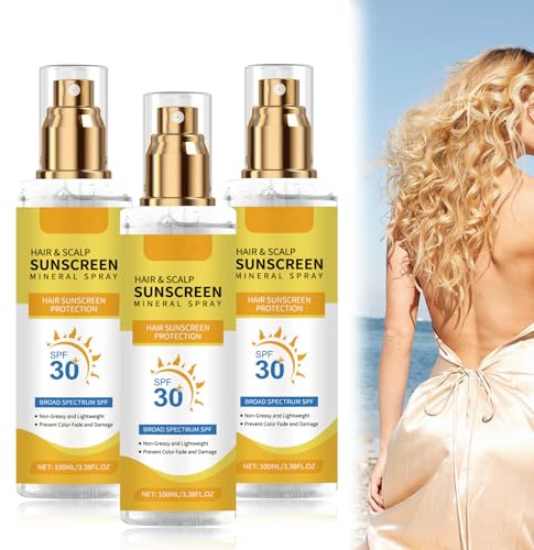 Kopfhautschutzspray Sonnenschutz LSF 30+, Haar Kopfhaut Sonnenschutz Mineral Spray, UVA- und UVB-Schutz, Kopfhaut, Verhindert Farbverblassen und Trockenheit (3)
