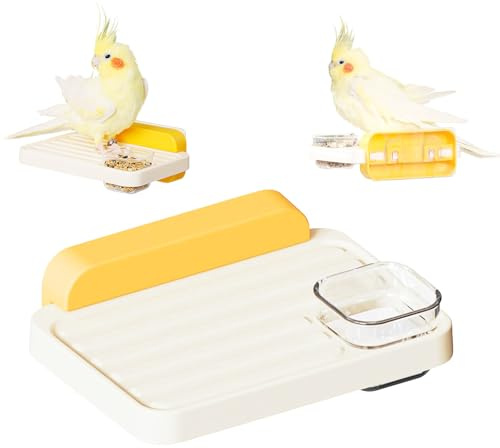 Trespolo per pappagallo, Posatoio Acrilico, Gabbia per Uccelli, Accessori per Piccoli Animali Domestici, Voliere con 1 Ciotola di Alimentazione
