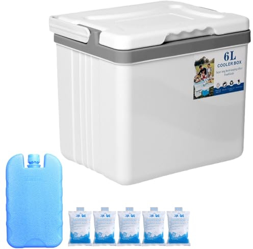 Iskysta – 6 l campingkylare | isolerad isbox cool lunchlåda fryslager | bärbar isstrustkylare vattentät iskylare för svaning – båtvandring utomhus