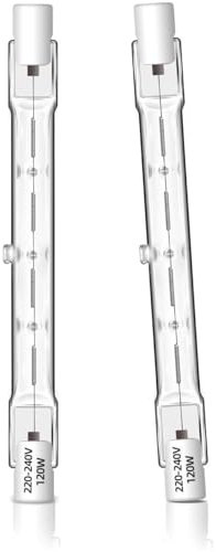 Unibulb Halogen Floodlight Light Bulb R7S J118 118mm Linear 2250 lumens 120W 2900K (Warm White) Dimmable - Pack of 2