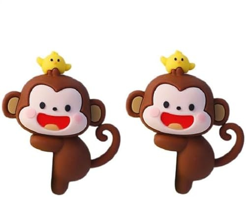 2 x Cute Monkey Figure for Car, Monkey Ornaments, Computer Monitor Figures, Funny Screen Decoration for PC, Laptop, Centre Console, Decorative Resin Ornament, Interior Accessories for Workplace, Home