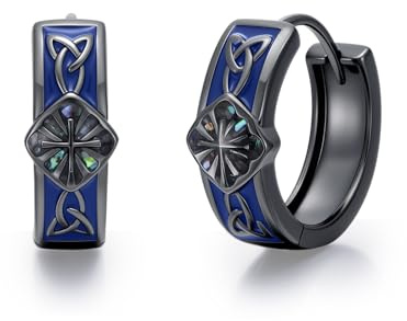 925 Sterling Silber Wikinger Creolen für Männer Damen Wikinger Schmuck | Silber/Schwarze/Gold Ohrringe Wikinger Schmuck Geschenke(mit Geschenkbox)