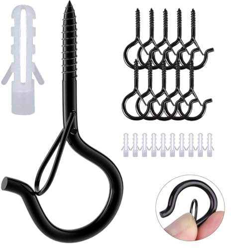 KEPYATI 10 Ganchos De Rosca De Acero Inoxidable Con Tornillo De Seguridad, Ganchos Atornillables De Acero Inoxidable Para Colgar Cestas De Plantas Casetas De Pájaros