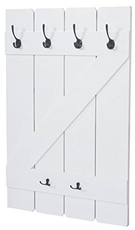 Berlinlodge Wandgarderobe HxBxT 91x60x10cm 6 Haken Weiß lackiert Garderobe Garderobenpaneel