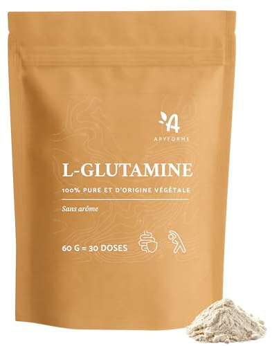 Apyforme - L-Glutamine en Poudre - Bio-fermentation Végétale 100% Pure - 2000 mg par Dose - Récupération Musculaire et Confort Digestif - Sans Arôme - 30 Jours